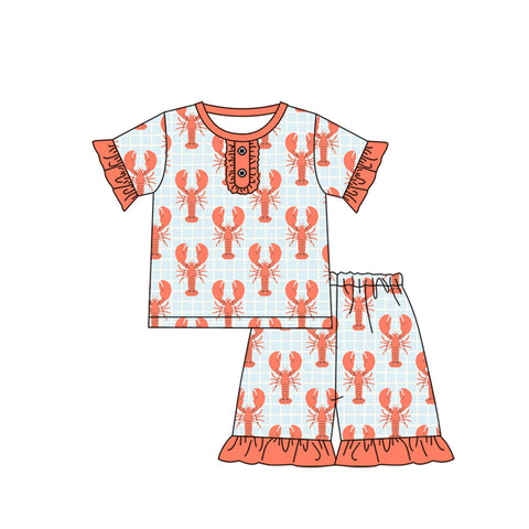 Preorder 01.11 GSSO1829 Crawfish Orange Girls Shorts Pajamas Set