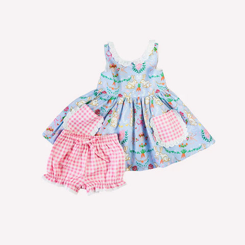 Preorder 01.14 GSSO1833 Easter Carrot Rabbit Girls Shorts Set