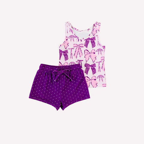 Preorder 01.14 GSSO1835 Bows Purple Girls Shorts Set