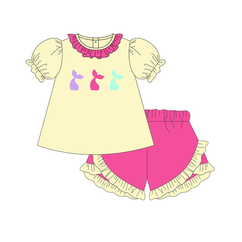 Preorder 01.14 GSSO1841 Mermaid Pink Yellow Girls Shorts Set