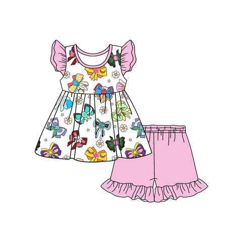 Preorder 01.14 GSSO1846 Princess Bows Pink Girls Shorts Set