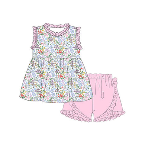 Preorder 01.14 GSSO1848 Flower Floral Girls Shorts Set