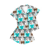 Preorder GSSO1856 Howdy Cow Bows Blue Buttons Adult Women Pajamas Set