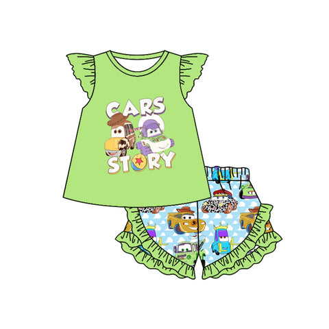 Preorder 01.16 GSSO1863 Cartoon Cars Story Girls Shorts Set