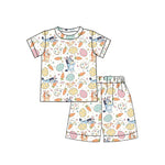 Preorder 01.17 GSSO1880 Easter Blue Dog Carrot Girls Shorts Pajamas Set