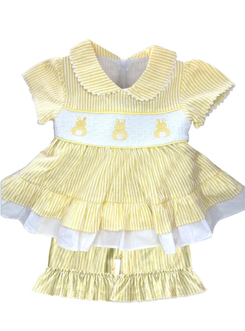 Preorder 01.17 GSSO1883 Easter Bunny Yellow Girls Shorts Set