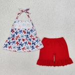 GSSO1928 July 4th USA Bows Cute Girls Shorts Set