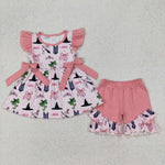 GSSO2006 Princess Bows Pink Girls Shorts Set