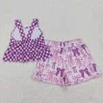 GSSO2035 Coquette Bows Purple Girls Shorts Set