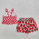 GSSO2037 Strawberry Red Girls Shorts Set