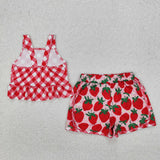 GSSO2037 Strawberry Red Girls Shorts Set