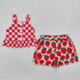 GSSO2037 Strawberry Red Girls Shorts Set