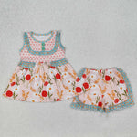 GSSO2067 Flower Ruffles Girls Shorts Set