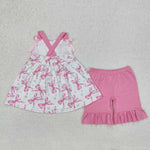 GSSO2075 Coquette Bows Pink Girls Shorts Set