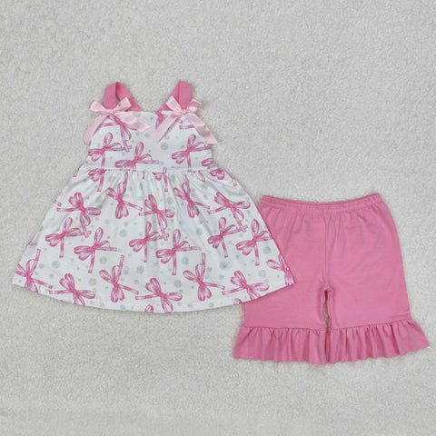 GSSO2075 Coquette Bows Pink Girls Shorts Set