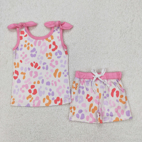 GSSO2081 Colorful Leopard Pink Girls Shorts Set