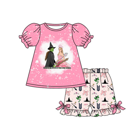 Preorder 02.11 GSSO2092 Cartoon Bows Pink Girls Shorts Set