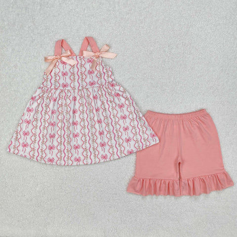 GSSO2094 Coquette Bows Pink Girls Shorts Set