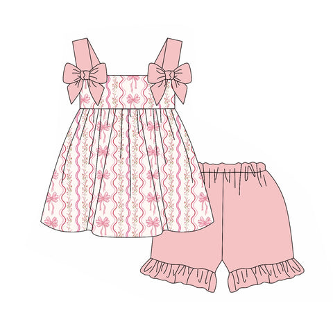 Preorder 02.11 GSSO2094 Coquette Bows Pink Girls Shorts Set