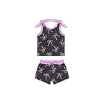 Preorder 03.02 GSSO2140 Bows Leopard Black Girls Shorts Set