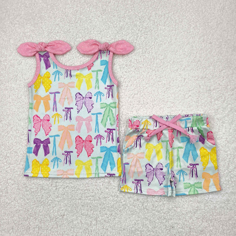 GSSO2188 Coquette Bows Colorful Girls Shorts Set