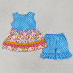 GSSO2199 Butterfly Pink Ruffles Girls Shorts Set