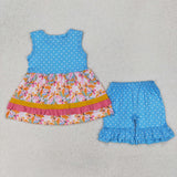 GSSO2199 Butterfly Pink Ruffles Girls Shorts Set