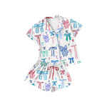 Preorder Samples GSSO2217 Princess Coquette Bows Buttons Girls Shorts Pajamas Set