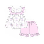 Preorder 03.10 GSSO2240 Castle Bows Pink Girls Shorts Set