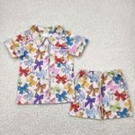 GSSO2321 Cartoon Pincess Bows Buttons Girls Shorts Pajamas Set