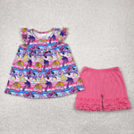 GSSO2362 Summer Ocean Beach Pink Girls Shorts Set