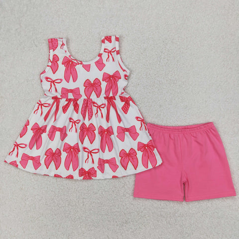 GSSO2450 Coquette Bows Pink Girls Shorts Set