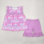 GSSO2462 Coquette Bows Purple Girls Shorts Set