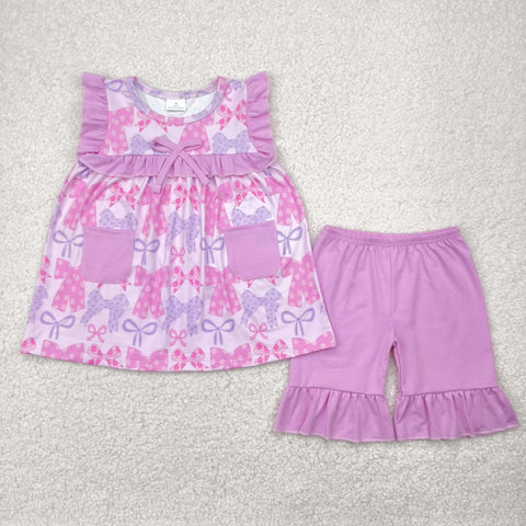 GSSO2462 Coquette Bows Purple Girls Shorts Set
