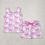 GSSO2479 Summer Coquette Bows Flower Pink Girls Shorts Set