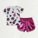 GSSO2516 Cheer Fireworks Leather Girls Shorts Set