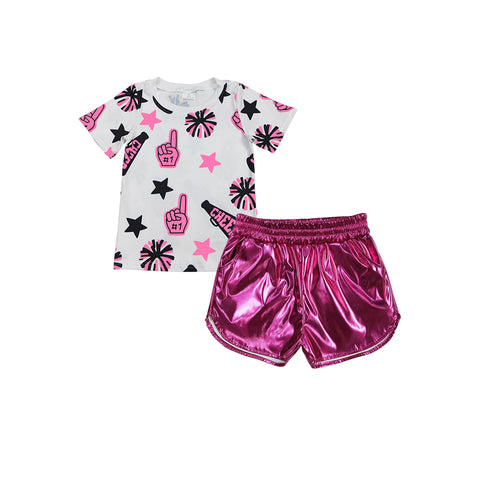 Preorder 04.15 GSSO2515 Cheer Pink Black Leather Shorts Girl's Set