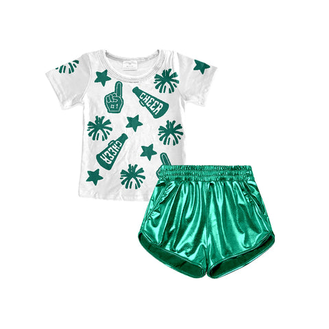 Preorder 04.15 GSSO2517 Cheer Green Leather Shorts Girl's Set