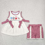 GSSO2518 Amusement Park Red Plaid Girls Shorts Set
