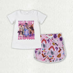 GSSO2545 Fashion Singer Star Pink Girls Shorts Set