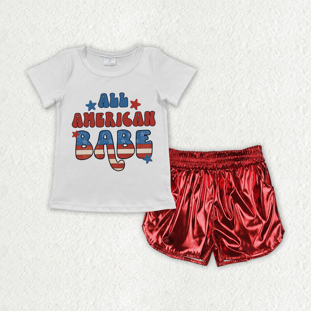 GSSO2546 All American Babe Red Leather Girls Shorts Set – Amy yu ...