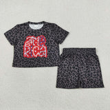 GSSO2576 America Leopard Black Girls Shorts Outfits