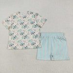 GSSO2614 Golf Cart Stripe Girls Shorts Pajamas Set