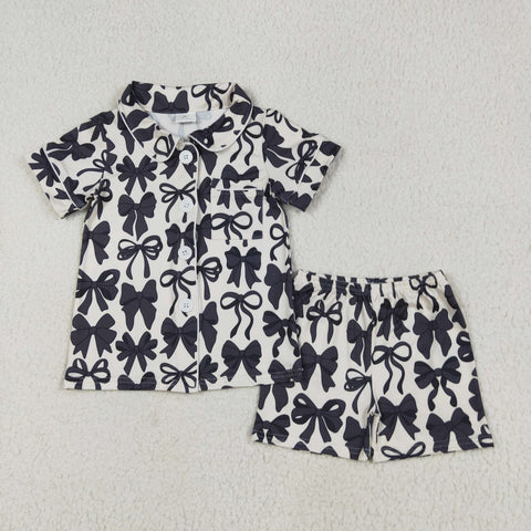 GSSO2663 Coquette Bows Black Girls Shorts Pajamas Set