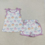 GSSO2668 Pumpkin Bows Pink Girls Shorts Set