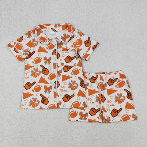 GSSO2676 GO TEAM Cheer Game Day Buttons Girls Shorts Pajamas Set