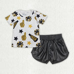 GSSO2685 Cheer Fireworks Leather Girls Shorts Set