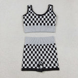 Fashion Athletic Plaid Yoga Sports Adult Women's Outfits