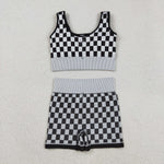 Fashion Athletic Plaid Yoga Sports Adult Women's Outfits