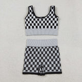 Fashion Athletic Plaid Yoga Sports Adult Women's Outfits